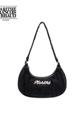 MARITHE刺绣LOGO单肩包 顺滑流畅拉链刺绣斜挎包2025年秋冬韩系