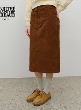 MARITHE女士复古灯芯绒半裙 潮流时尚舒适宽边设计半身裙25年秋冬