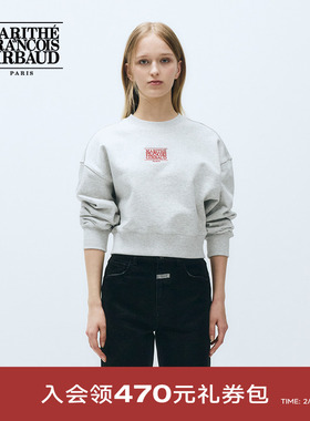 MARITHE女士经典小LOGO卫衣 短款休闲落肩袖宽松减龄上衣25年秋冬