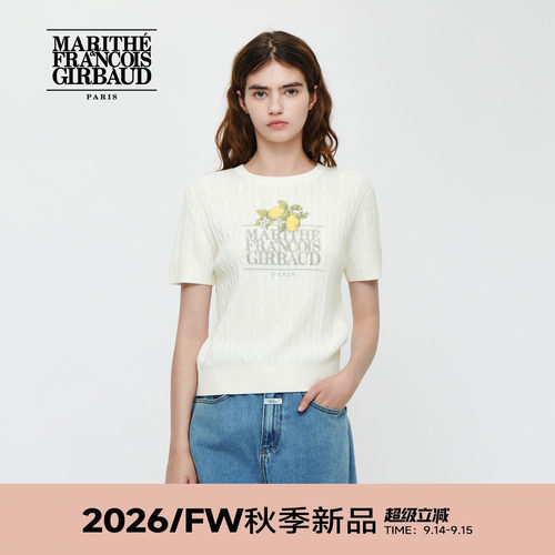 MARITHE柠檬经典LOGO短袖针织衫
