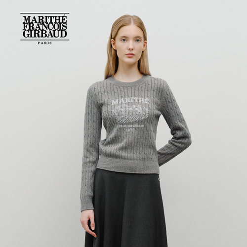 MARITHE复古印花女士绞花毛衣