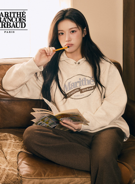 【高允真同款】MARITHE复古印戳连帽卫衣 男女同款加绒上衣25秋冬