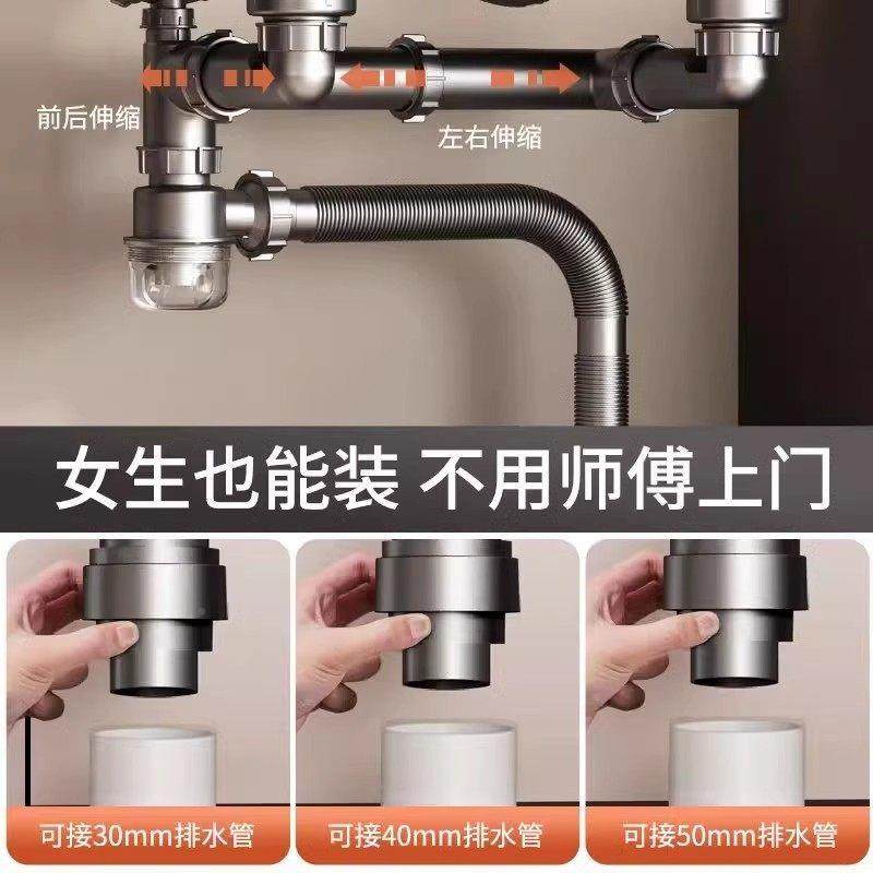厨房水排槽下水管洗菜管盆通用全套下水道水下双水槽洗碗池水器套,家装主材,水槽下水器,淘宝优惠券,粉丝福利购,淘宝优惠卷
