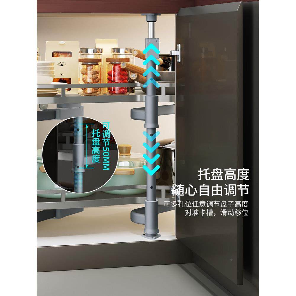 转篮厨房橱拉柜拐角内置物调味料架双层收纳旋转小怪物飞角碟碗篮,家装主材,拉篮,淘宝优惠券,粉丝福利购,淘宝优惠卷
