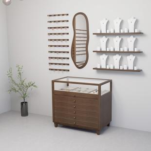 饰品中岛展示柜示实木珠宝首饰网红展柜服装店斗璃柜玻展水柜流台