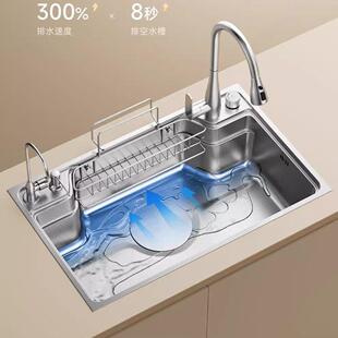 青菜家日不式SUS304锈压纹大单槽水槽厨房洗钢菜盆大口径家套用餐