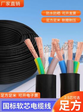 国家标准防水软电缆两相三相2心3心4心1.5 2.5 4610方施工现场电
