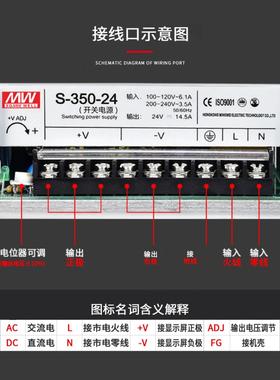 明0伟开/关电源24V变压器22v转12v直流5V 监控S-120/350600/1000W