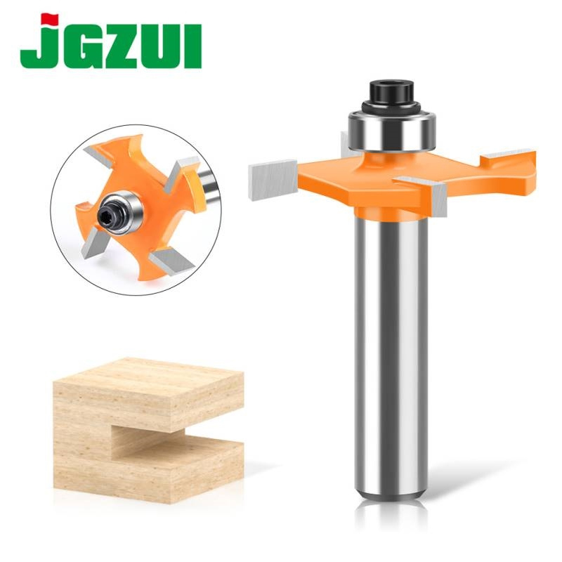 四刃滚珠T型刀8柄木工铣刀开槽刀海棠角拉槽口合金刀头修边机刀头