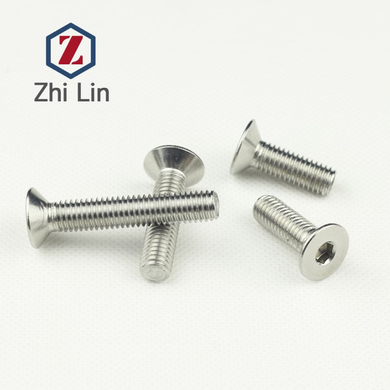 M8 不锈钢304沉头内六角机螺钉 平头内六角螺丝 DIN7991厂家直销