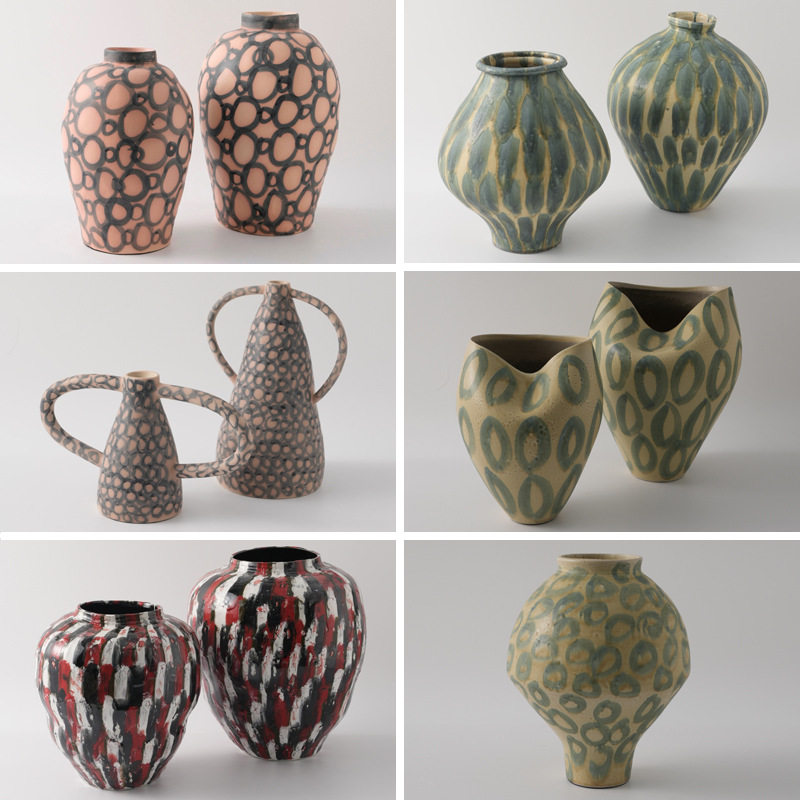 现代简约彩绘艺术陶瓷花瓶样板间民宿酒店软装饰复古陶罐花器摆件,模玩/动漫/周边/娃圈三坑/桌游,文化/体育周边,淘宝优惠券,粉丝福利购,淘宝优惠卷