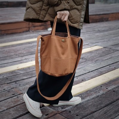 Sapana柿染色剑道服布包简约随性复古大地色系手提斜挎水桶包