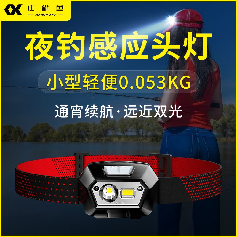 夜钓头灯户外登山新款强光超亮充电头戴式照明灯小型感应钓鱼