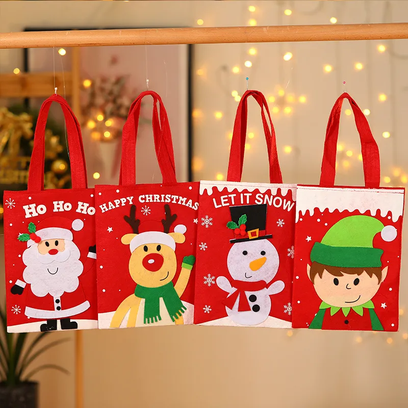 购物袋新款圣诞节装饰用品卡通贴手提袋儿童礼物糖果袋大号礼物袋