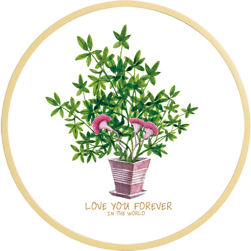 起贝 北欧绿植小清新圆形透明画现代简约客厅玄关花卉装饰画挂画图片