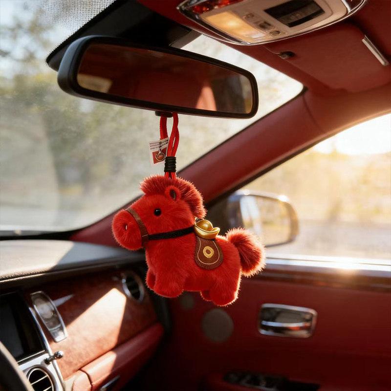 马上有钱小红马挂件本命年红色车载装饰吉祥物好运礼物钥匙扣摆件