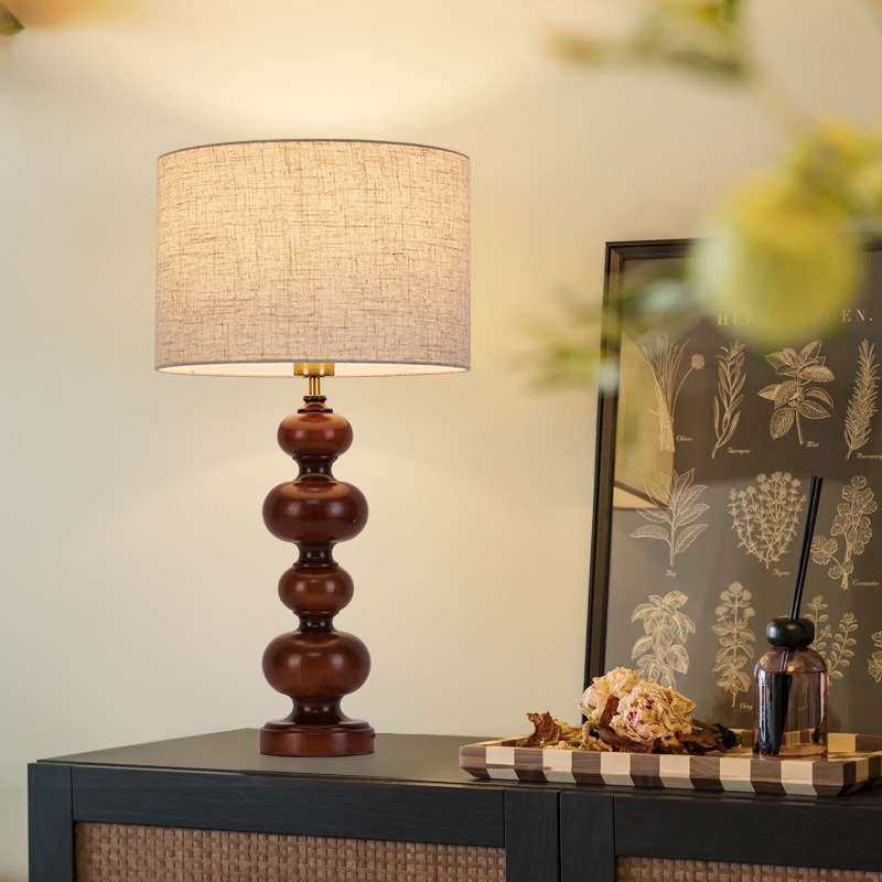 实木台灯新中式落地灯复古客厅卧室床头灯书房沙发钢琴旁温馨氛围