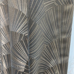 北欧高档轻奢暗纹时尚高精密香槟金灰色鱼骨个性银杏叶窗帘靠包布