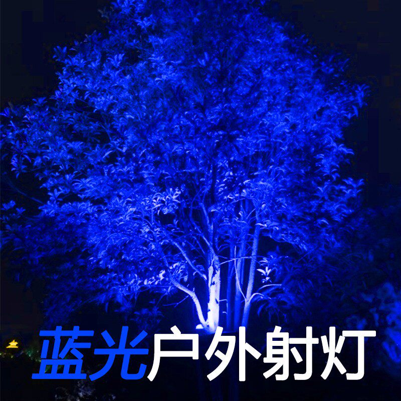劲亮蓝光LED投光灯照树灯户外防水射灯庭院蓝色工程亮化树下绿化