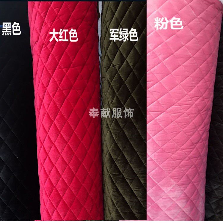 绗棉秋冬加厚睡衣面料保暖丝绒夹棉格厚实家居服套装棉袄服装布料