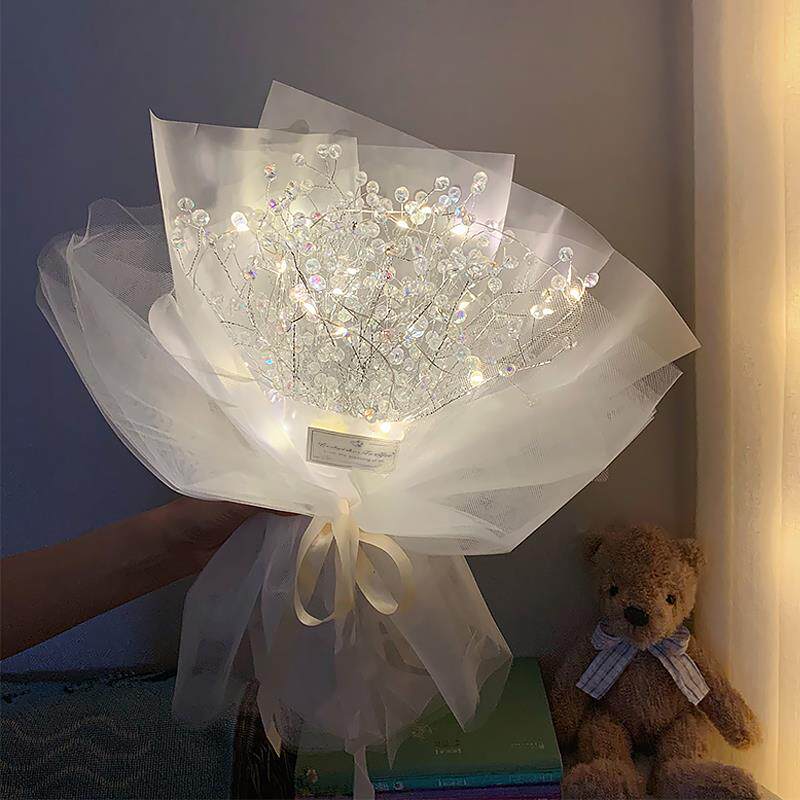 ins满天星花束手工diy材料带灯送男友网红干花成品女闺蜜生日礼物