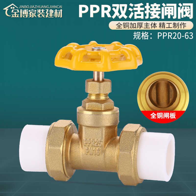 全铜20PPR管阀门自来水管开 关4分闸阀25ppr双头双活接热熔停止阀