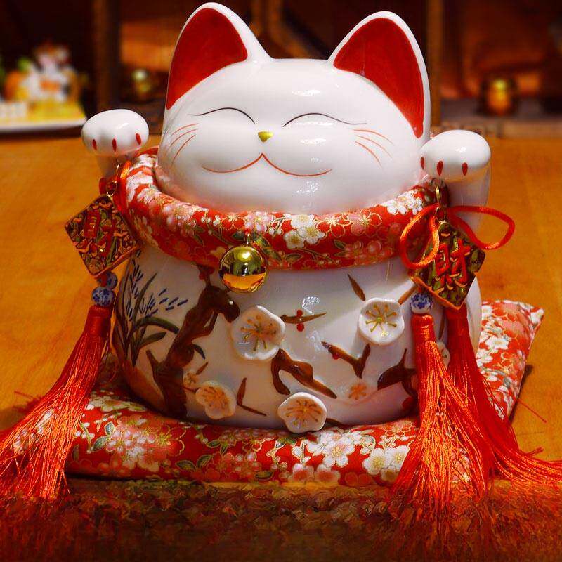 正版 招财猫摆件 大号日本陶瓷存钱储蓄罐 开业创意礼品 发财猫