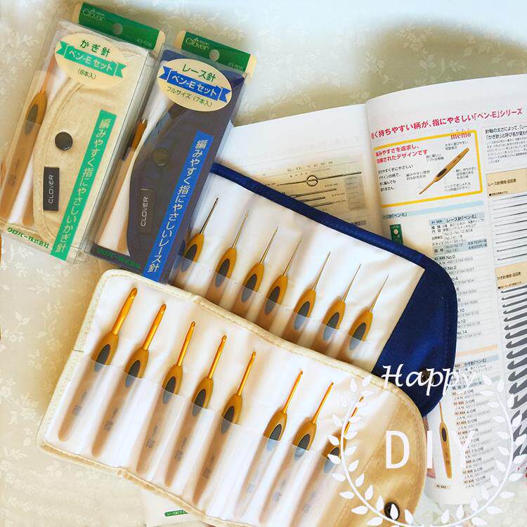 日本进口可乐钩针金/银笔式系列套装43-605 43-606 编织工具
