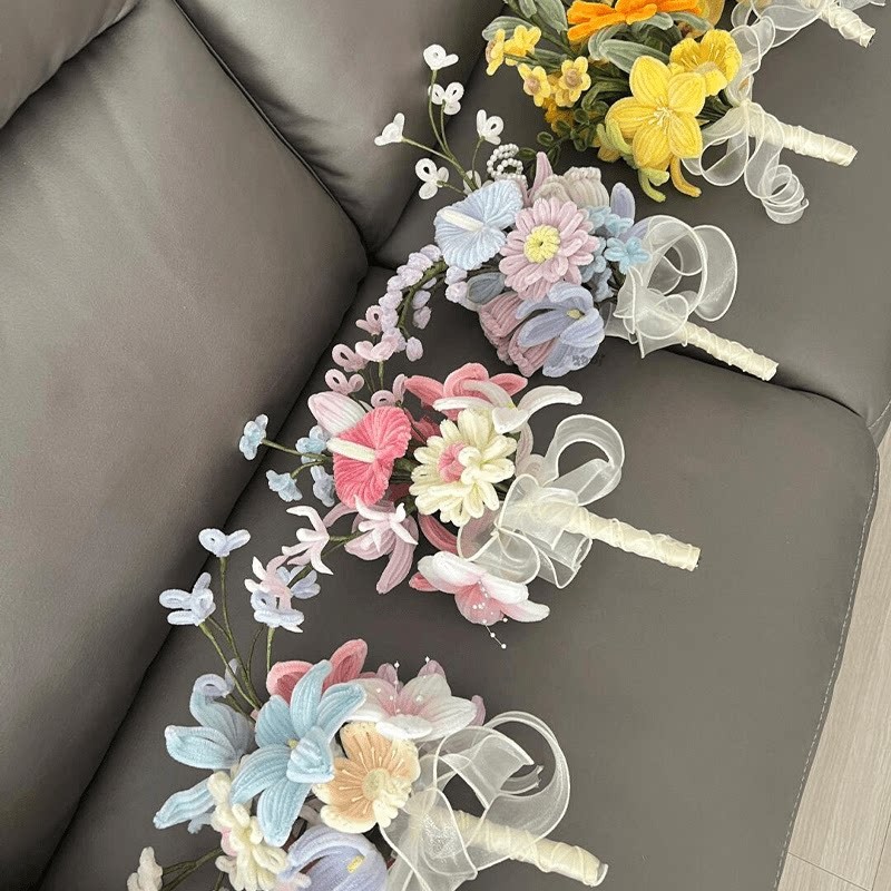 扭扭棒花束手工diy材料包自制成品仿真新娘手捧花毕业开学季礼物