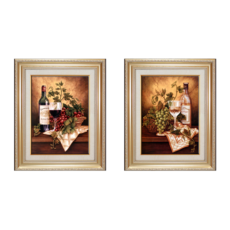 餐厅装饰画挂画欧式静物清新油画饭厅酒柜壁画新品美式背景墙面画图片