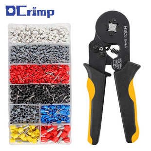 HSC8 4A黑黄手柄VE管型端子压线钳子EN插针冷压接钳围压四边形