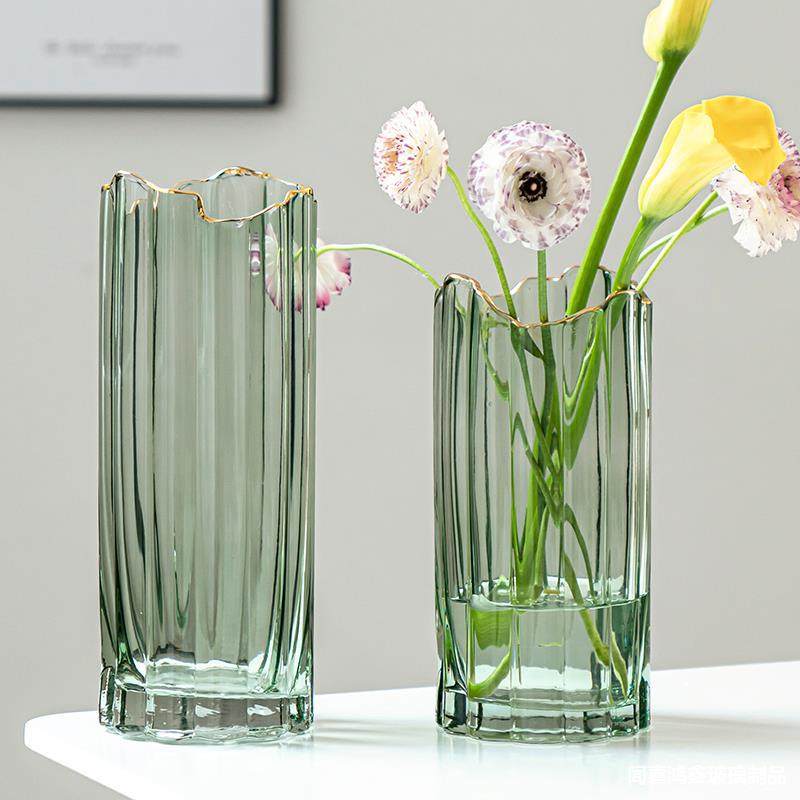 现代简约描金透明直筒玻璃花瓶摆件北欧客厅房间装饰品高级感花瓶,标准件/零部件/工业耗材,其他管件,淘宝优惠券,粉丝福利购,淘宝优惠卷