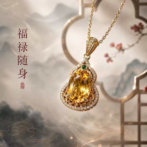 HELLO ZINGY天然7A黄水晶葫芦吊坠
