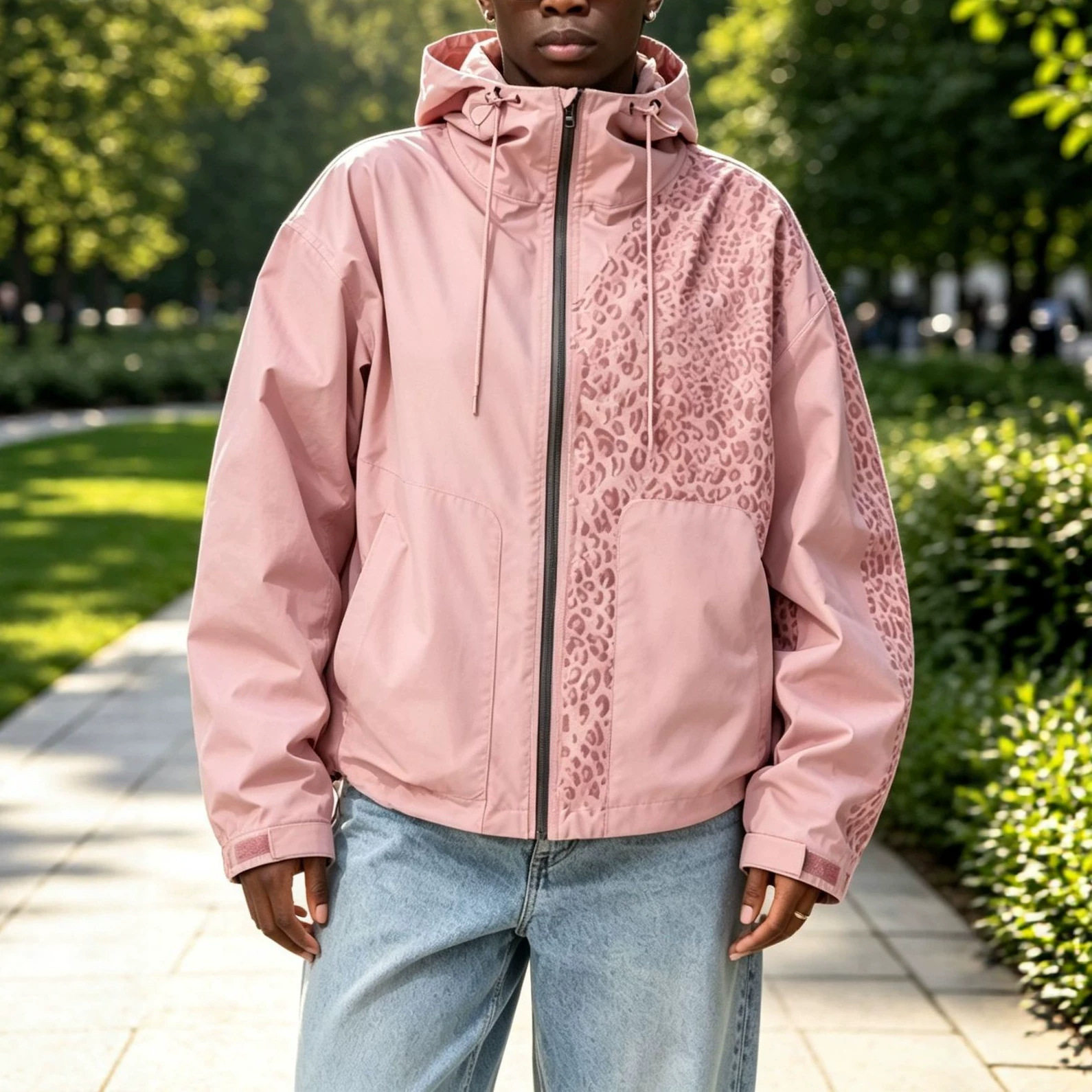 thumbnail for Color-Changing Jacket That Transforms into Leopard Print When Wet, Waterproof Windbreaker for Outdoor Sports and Leisure