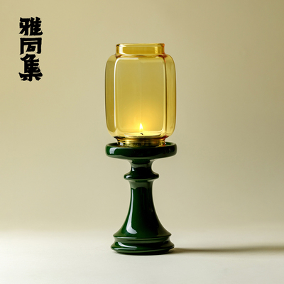 雅同集 故宫红明清烛台玻璃灯罩中式小摆件礼佛供佛蜡烛氛围灯