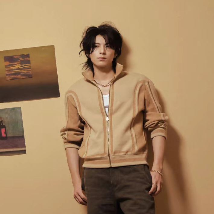 【Adam】26SS 男女情侣明星同款 双色拼接针织拉链运动外套王鹤棣