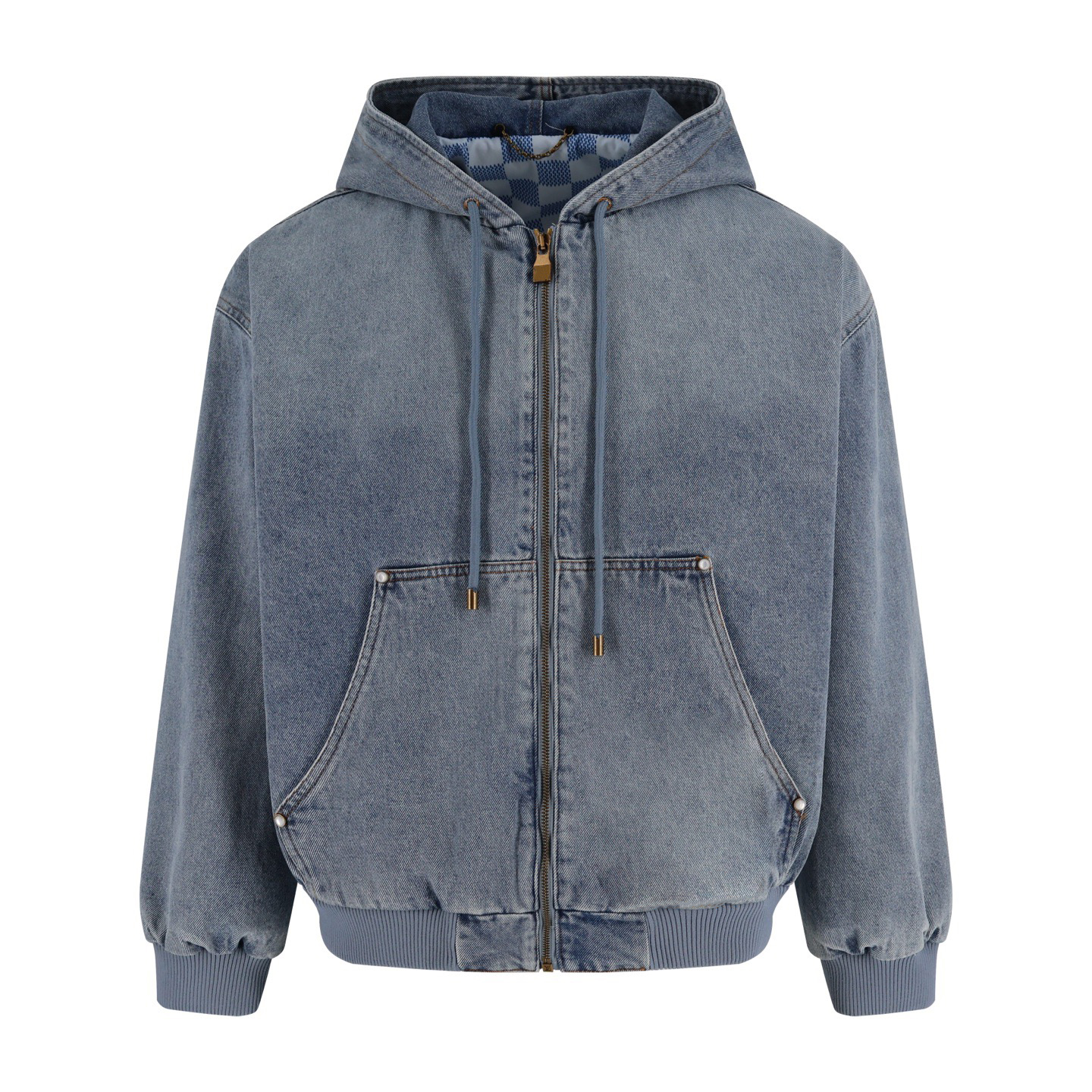 【Adam】26SS 男女情侣明星同款 刺绣口袋连帽牛仔夹克外套