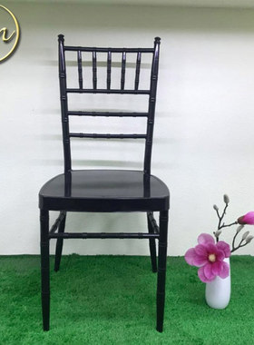 批发 HM-ZJ90 黑色竹节椅 厂家直供 亚光黑铁制堆叠椅 宴会专用