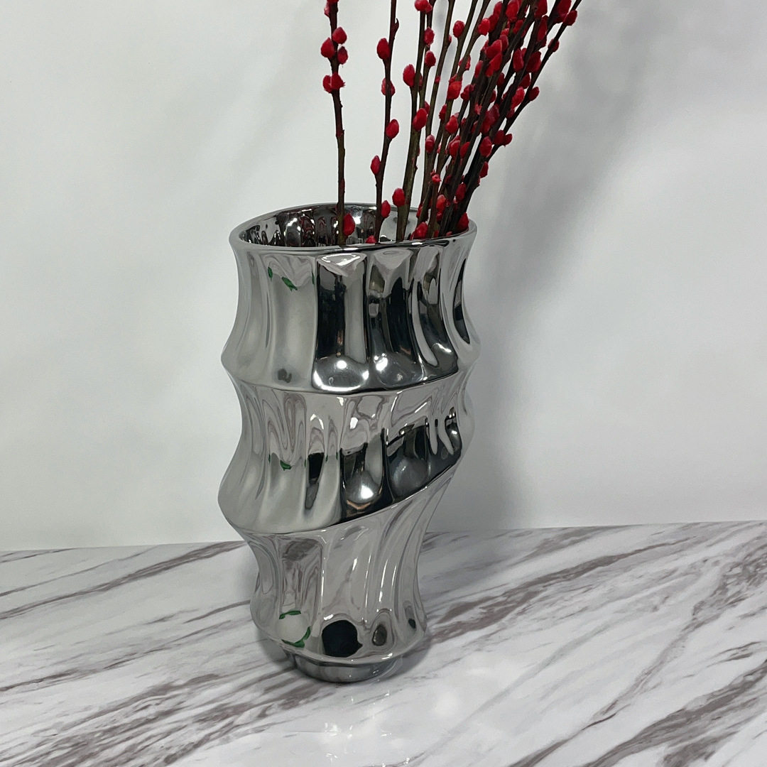 轻奢电镀银色陶瓷花器插花摆件样板间客厅软装饰品花瓶浮雕,模玩/动漫/周边/娃圈三坑/桌游,文化/体育周边,淘宝优惠券,粉丝福利购,淘宝优惠卷