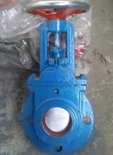 手动对夹式浆料阀圆形铸铁刀闸阀圆型浆阀纸浆浆料阀DN5065