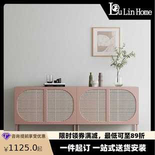 北欧简约藤编实木电视柜小户型家用多规格创意多功能客厅储物柜