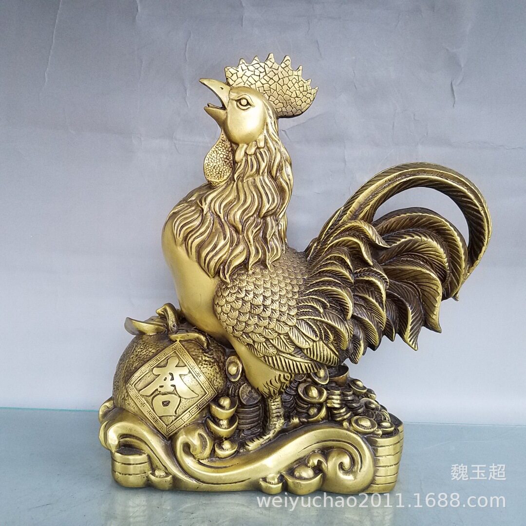 纯铜鸡摆件大号 金鸡铜公鸡如意大吉大利鸡工艺品鸡摆设铜