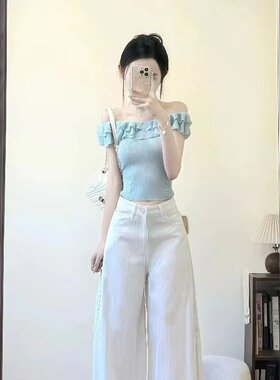 甜美风荷叶边圆领无袖针织衫女2026夏季新款韩系减龄修身显瘦上衣