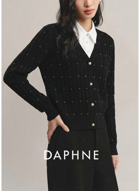 Daphne达芙妮复古撞色假两件衬衫领羊毛针织衫女2026春秋通勤毛衣