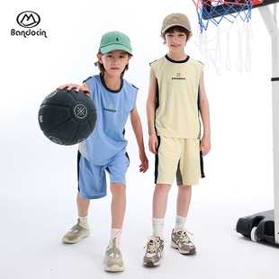 半度闲男童运动套装夏季2026新款篮球服夏装小男孩无袖凉感两件套