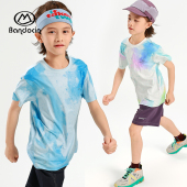t恤夏装 2025新款 儿童扎染上衣夏季 半度闲男童短袖 男孩半袖 速干衣
