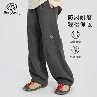 半度闲男童加绒长裤冬装2025新款儿童加厚保暖裤子冬季男孩运动裤