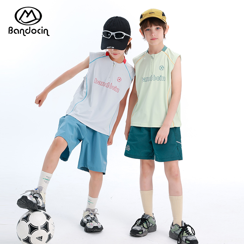 半度闲男童无袖t恤夏季2025新款中大童背心外穿夏装男孩运动上衣