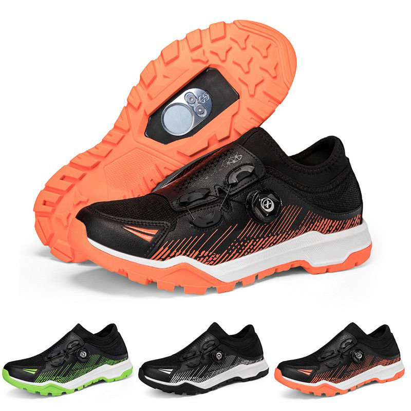 休闲锁鞋吸踏锁鞋旋钮透气防滑公路车山地车自锁骑行徒步两用鞋