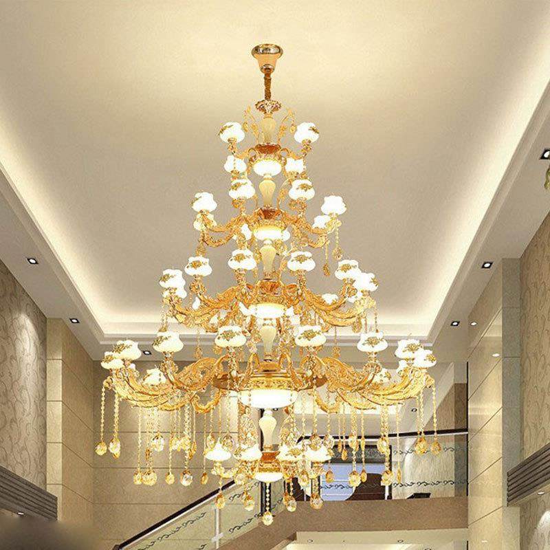 复式楼大吊灯欧式别墅客厅水晶吊灯酒店大堂楼中楼吊灯
